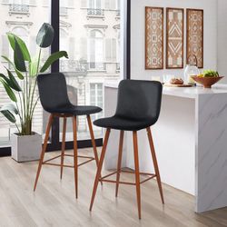 Homy Casa SCARGILL BAR VELVET BLACK 29" Bar Stool for Home and Workspace Open Box