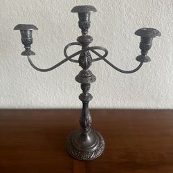 Pair Of Vintage Silver Plate 3 Arm Candelabra, Candlestick Floral Details