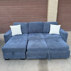 *Free Delivery* Blue 2 Piece Sleeper Sectional Couch