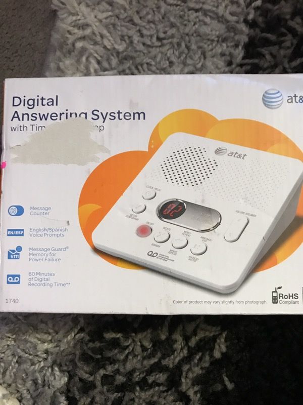 AT&T 1740 Digital Answering System with Time and Day Stamp, White