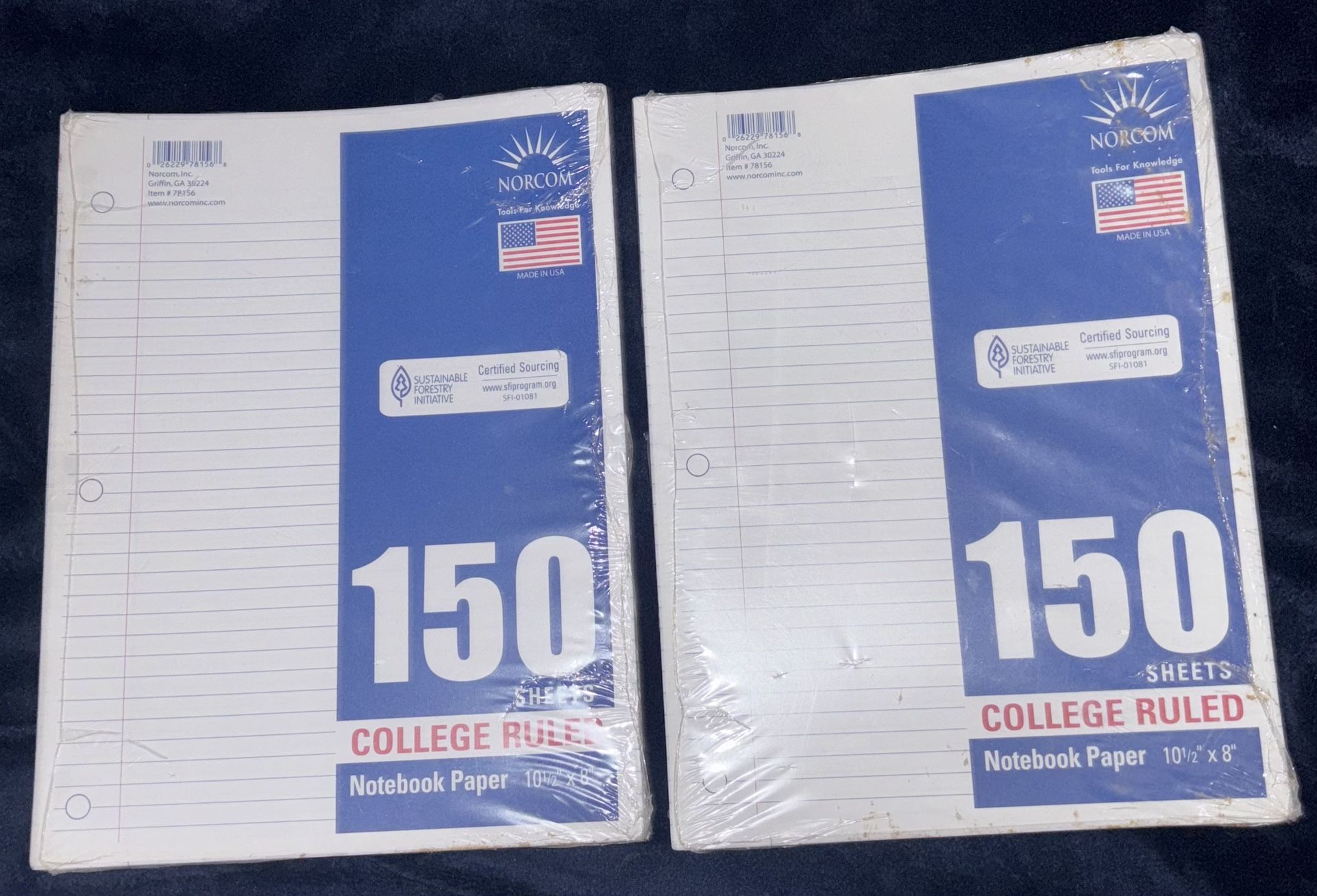 2 pack of lined notebook paper, 150 sheets each, 8.5 x 11 inches, 20# paper