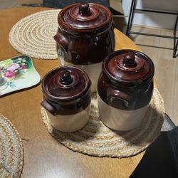 Canisters / Jars Pottery Set Of 3