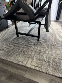 Large Gray Geometric Area Rug