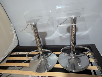 2 x stylized minimalist chrome bar stools