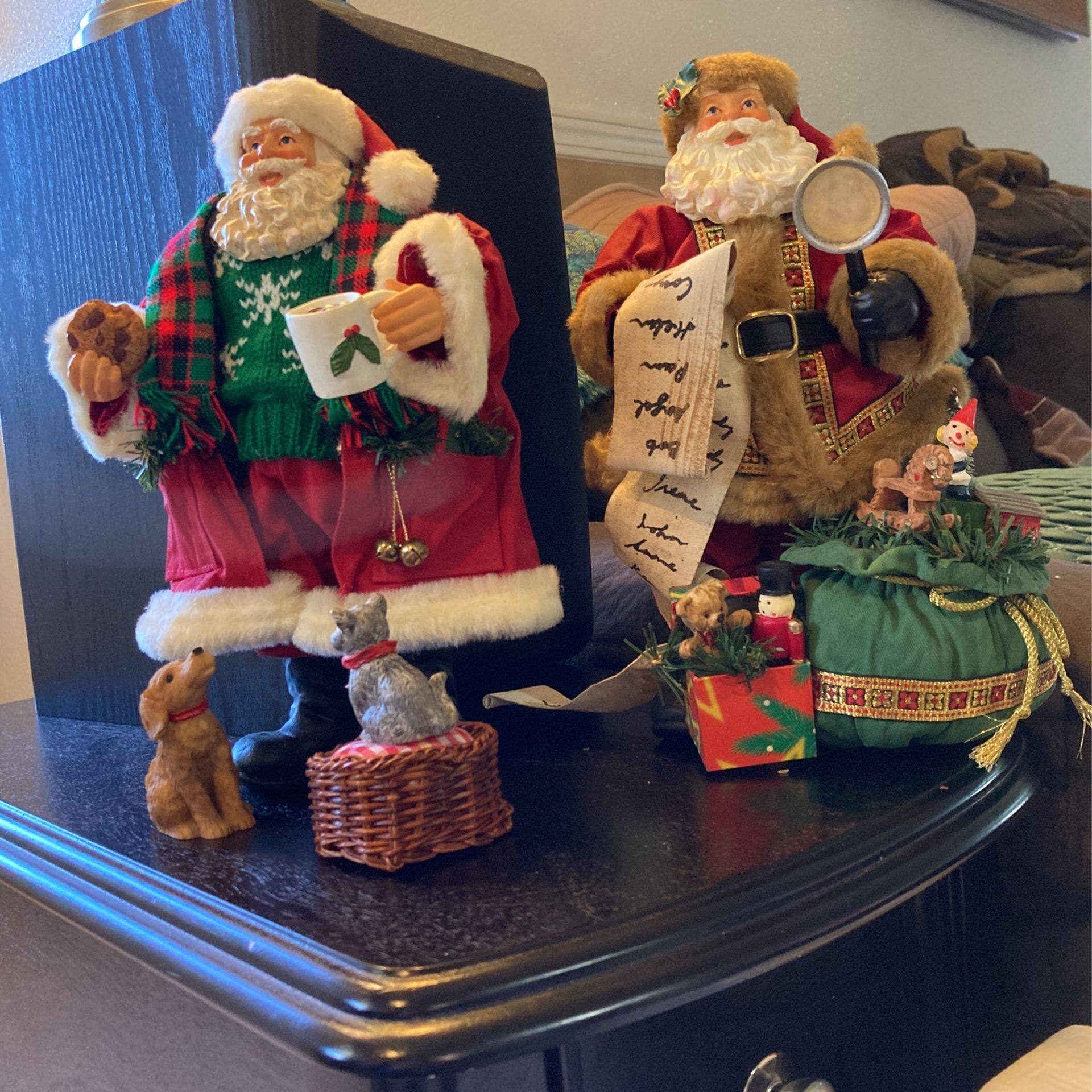 Two Paper Mâché Santa Figurines.