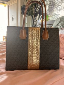 Michael Kors Mercer Large Satchel Brown & Gold