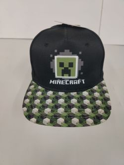 NWT Minecraft Creeper boys/girls Baseball Cap Hat Youth Size OSFM Black Green