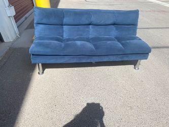 Blue suede futon
