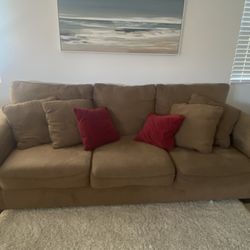 Tan/Brown Couch W/ Pillows