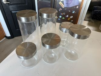 6 Glass Canisters 