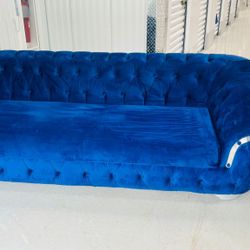 Blue Velvet Chesterfield Style Sofa