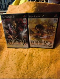 2PS2 Japanese games samurai Warriors 1 and 2 tested and works Amazing will not separate.