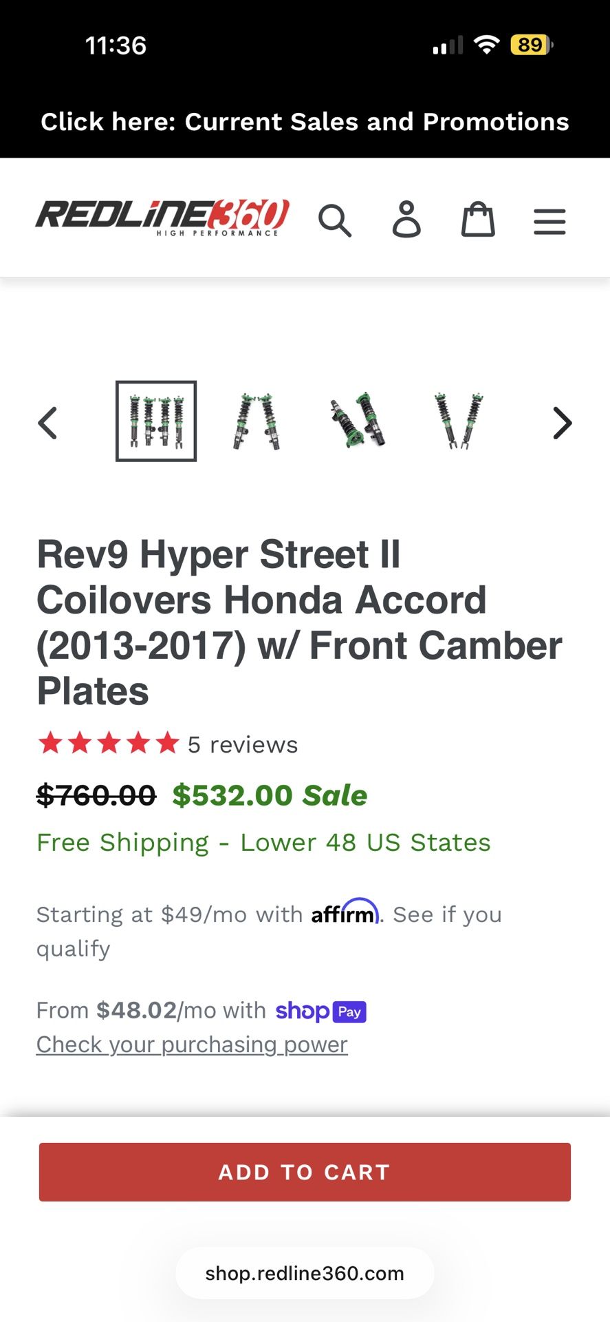 Honda Accord Coilovers