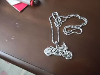 Brand New Stainless Steel Necklace With Motorcycle Pendent With Matching Bracelet 