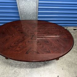 Oval Wood Table with Patterned Top