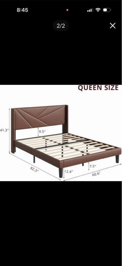 Queen Size Upholstered Platform Bed Frame