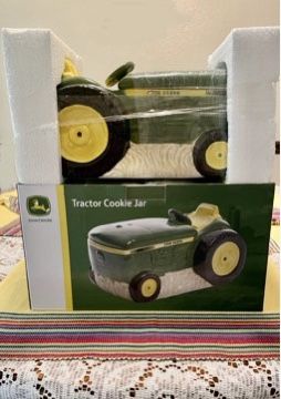 New, PRICE FIRM, John Deere,10.5 Inch Stoneware Material Tractor Cookie Jar