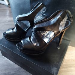 NEW Carlos By Carlos Santana Davinci 3 Black Lea Heels Women's 7.5