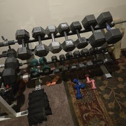 Dumbbells And Free Weights And Bench 