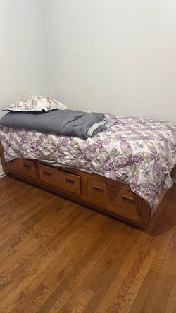 Twin Wood Storage Bed Frame with Drawers