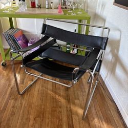 Black leather Wassily Chair