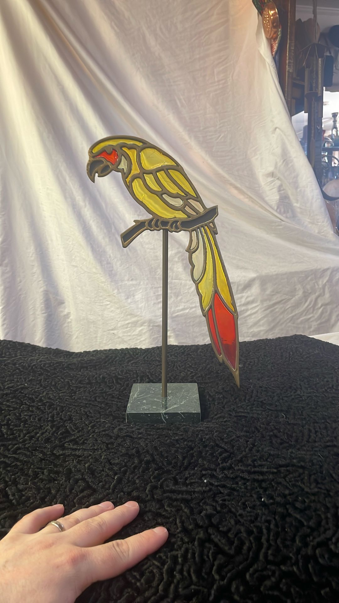 Vintage 1982 Stained Glass Parrot 