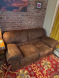 Brown Suede Loveseat Couch