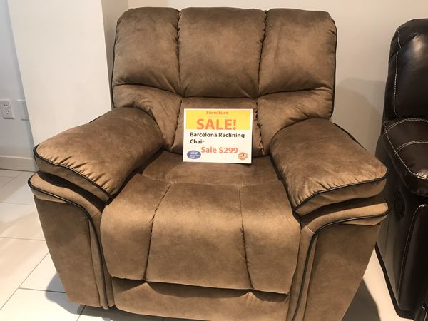 COMFY NEW BARCELONA MANUAL RECLINING CHAIR IN CAMEL. $199. PRESIDENTS DAY! TAX TIME SALE GOING ...