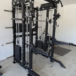 PRO SERIES Ultimate 3-1 Half Rack Functional Trainer w/Smith Machine Bar | 400lb Stack | Gym Equipment | Fitness | Commercial | Squat Rack 