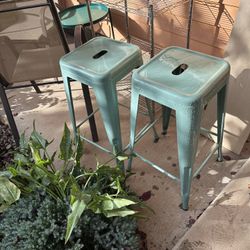 Pair Of Light Green Stools 