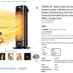 Acouto 24 inch Space Heaters - $30