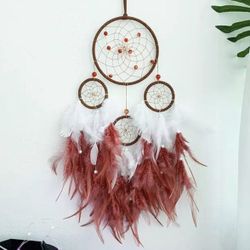 Red And White Beaded Dream Catcher 