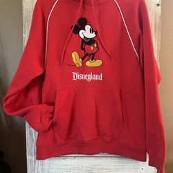 Disney Disneyland Mickey Mouse Embroidered Hoodie Adult Large (Red) Unisex Mens Womens