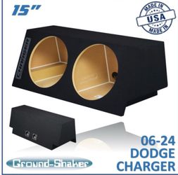 Black 15" Dual Sealed Sub Box, Fits 06-26 Dodge Charger