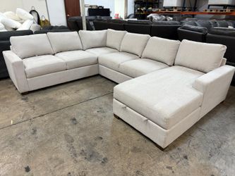 Fabric Sectional with Storage Chaise
