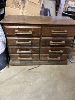 Oak tool chest with tool etc