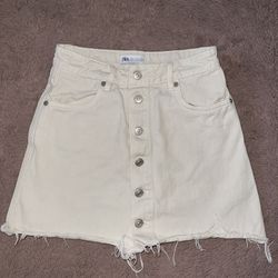 ZARA White Denim Skirt
