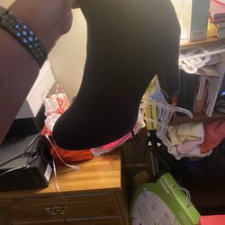 Black Suede Boot With Tie String Size 9