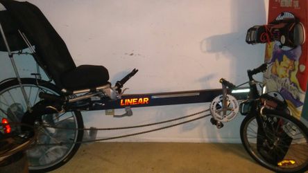 Linear recumbent bike long frame