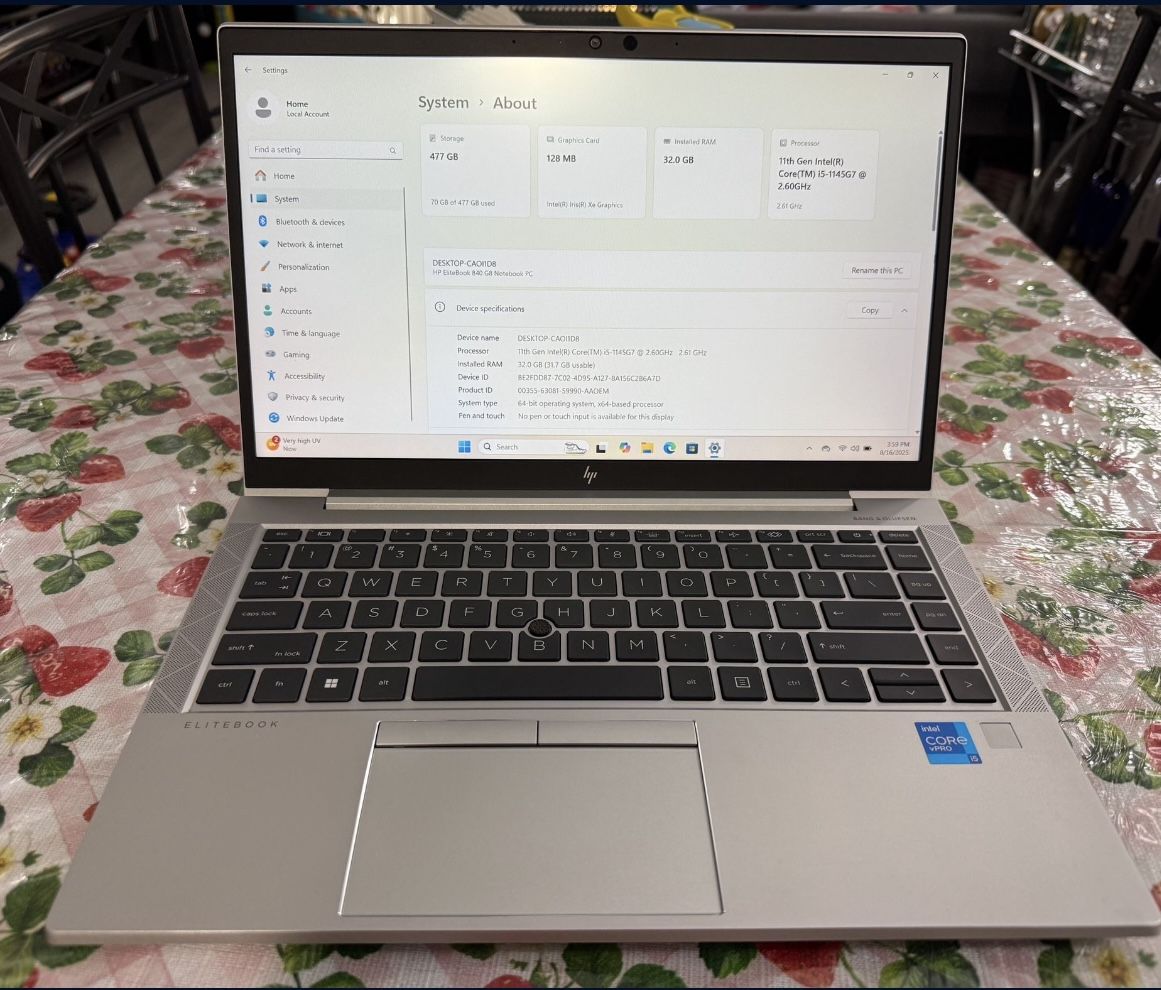 HP EliteBook 840 G8, Core i5, 32 GB RAM, 512 GB SSD