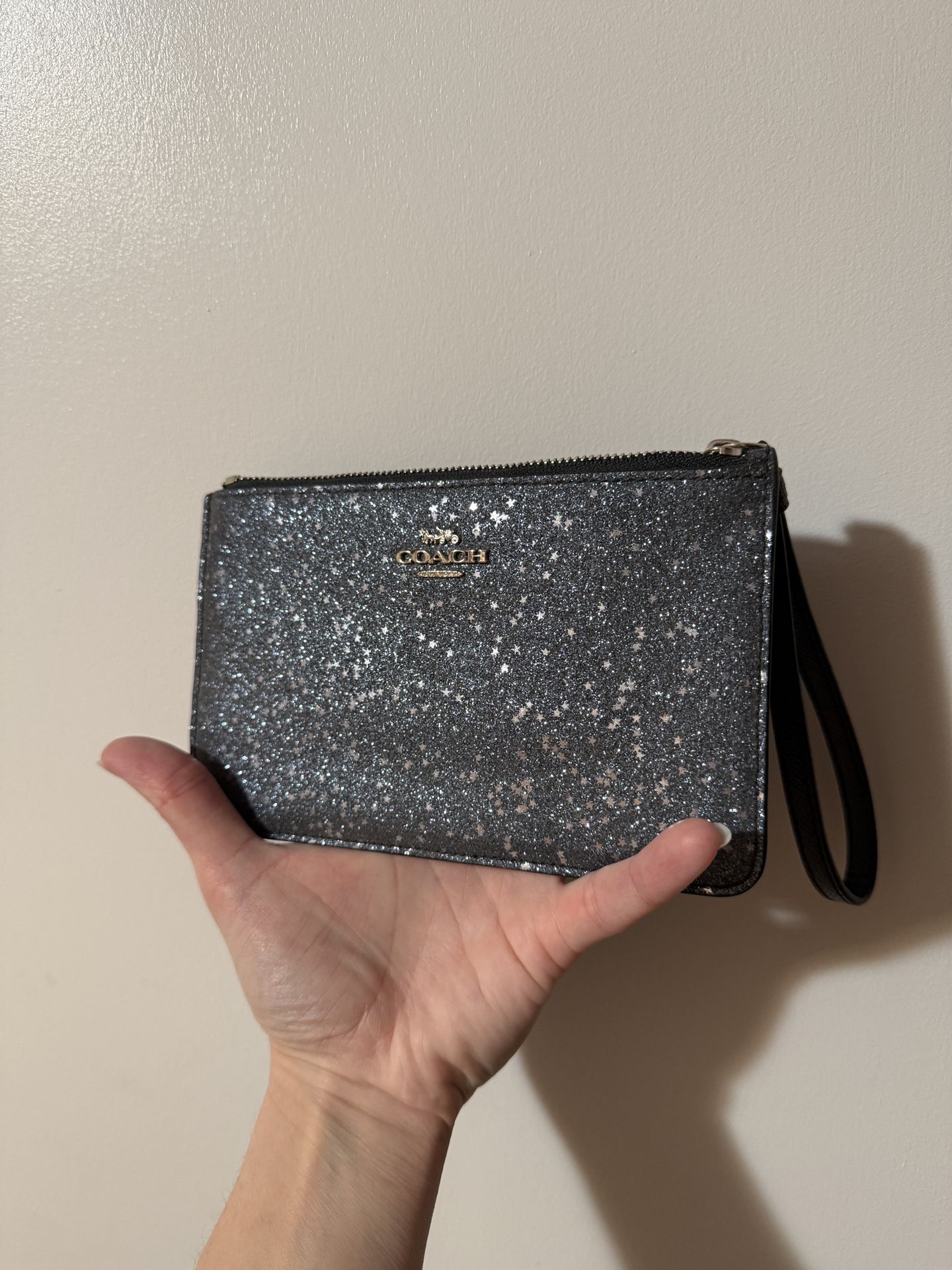 COACH Navy Sparkle Wristlet