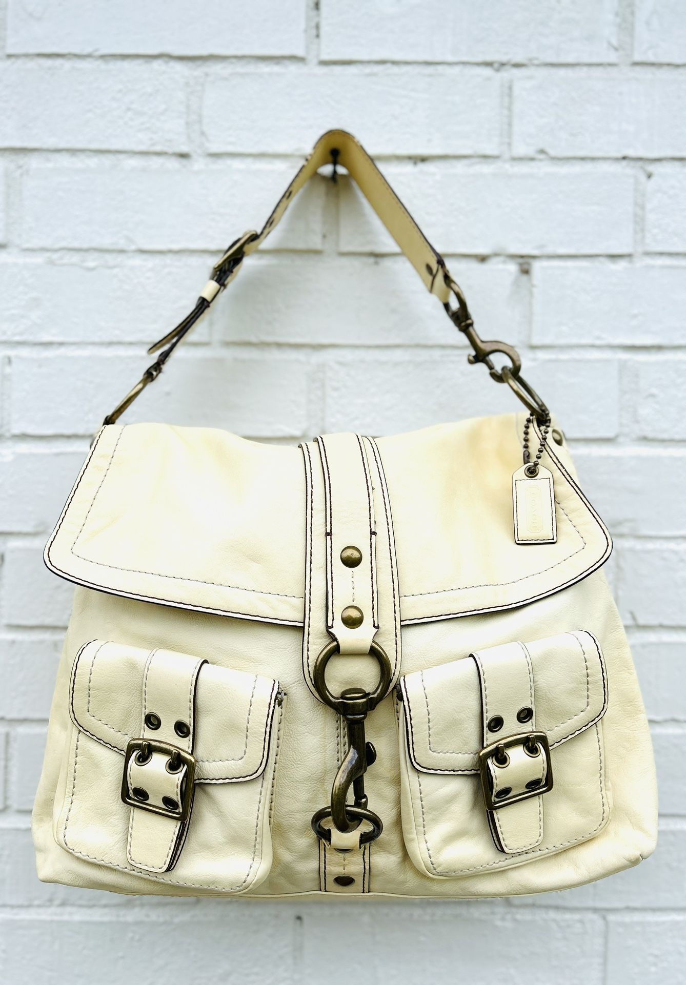 Coach Vintage Very Rare XL Citrine Vachetta Leather Legacy Brooklyn Satchel Bag