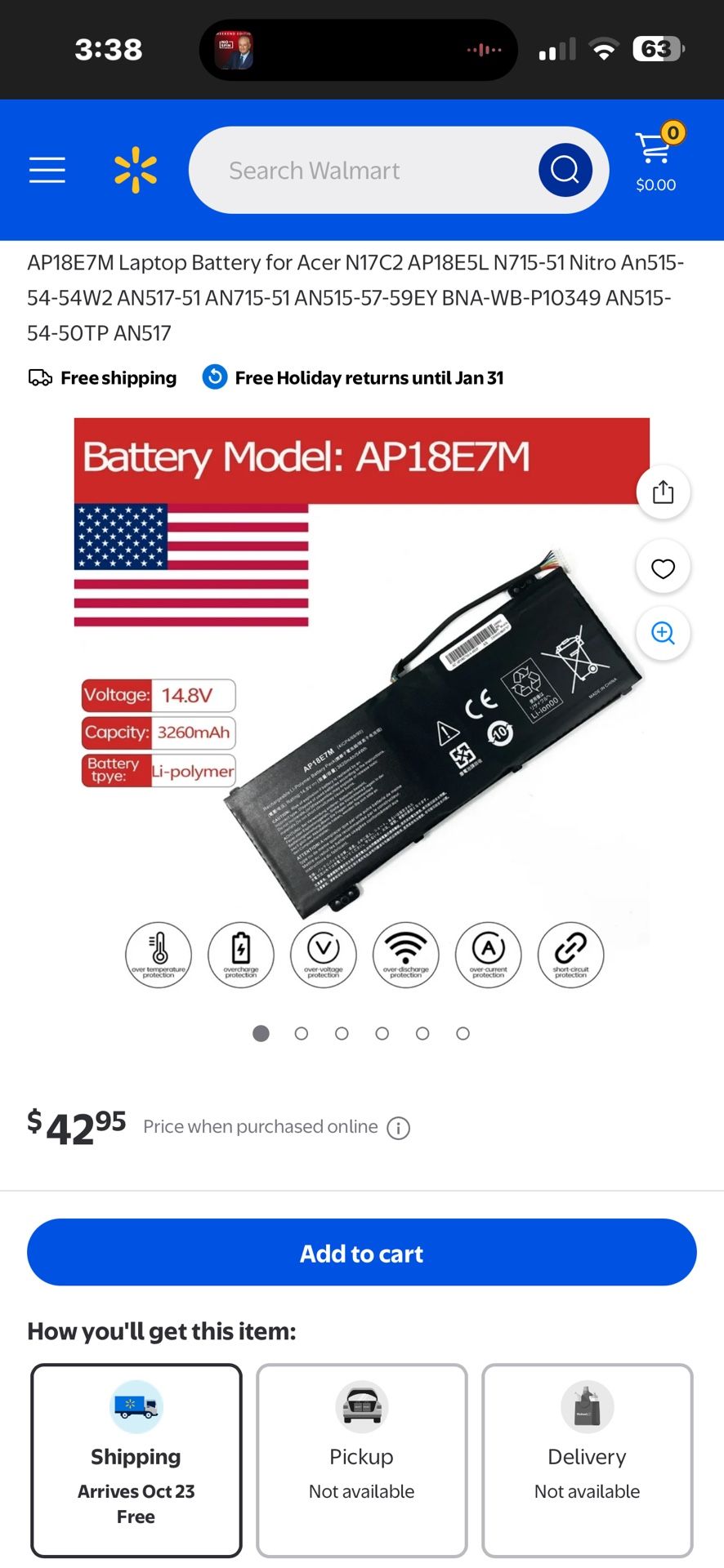 New Acer laptop battery
