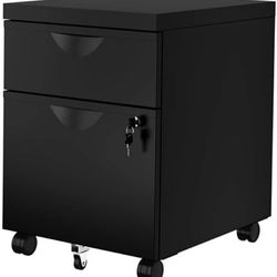 Erik Ikea 2 Drawer black file cabinet with lock and Key