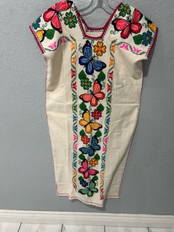Punto De Cruz Vestido Echo A Mano (Mexicano)
