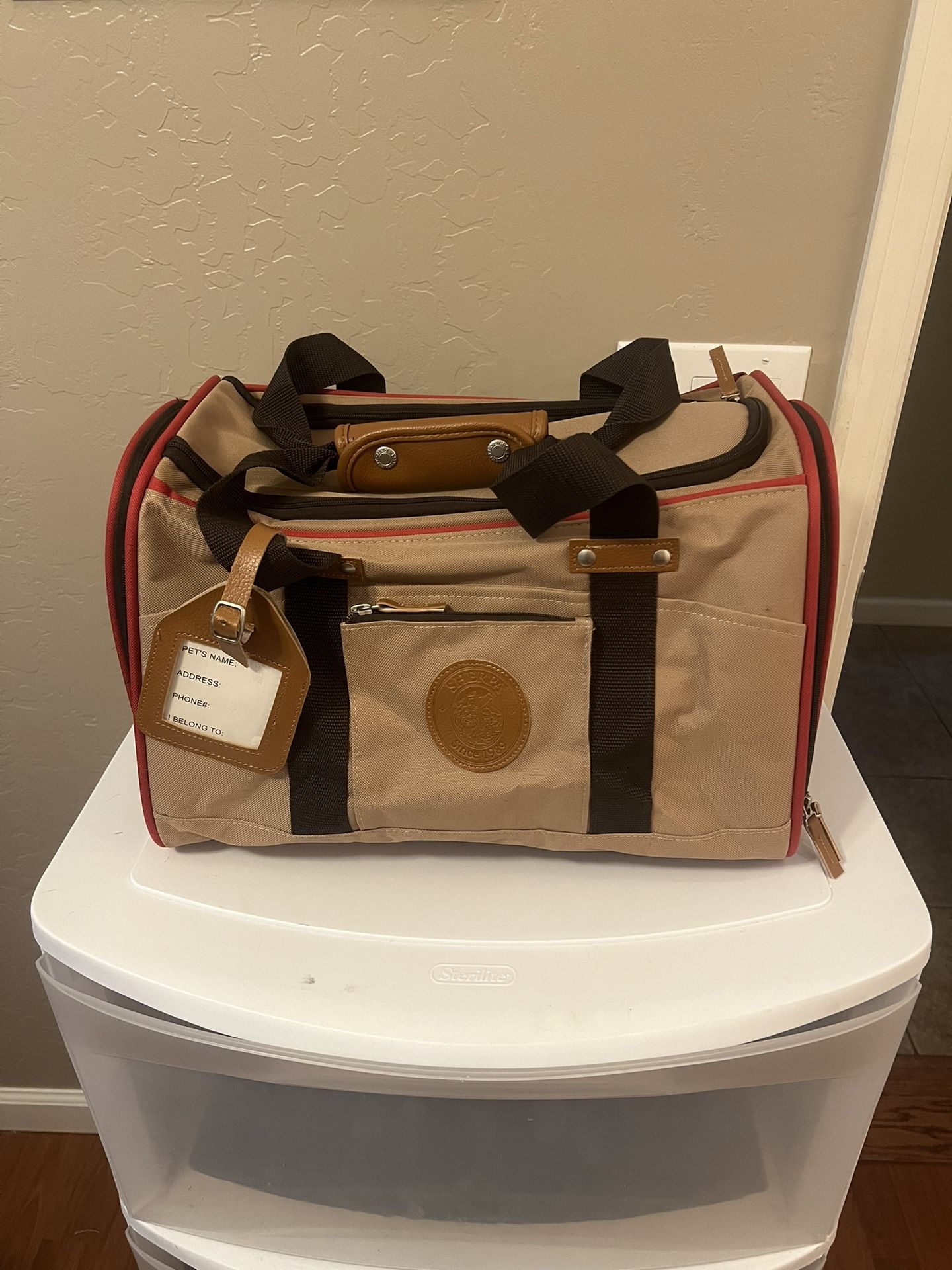 New Leather Airplane Pet Carrier - Elliott and McQueen