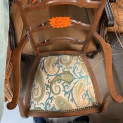 Wood Armchair With Cushioned Seat