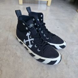 Black And White Off White Vulcanized Sneakers
