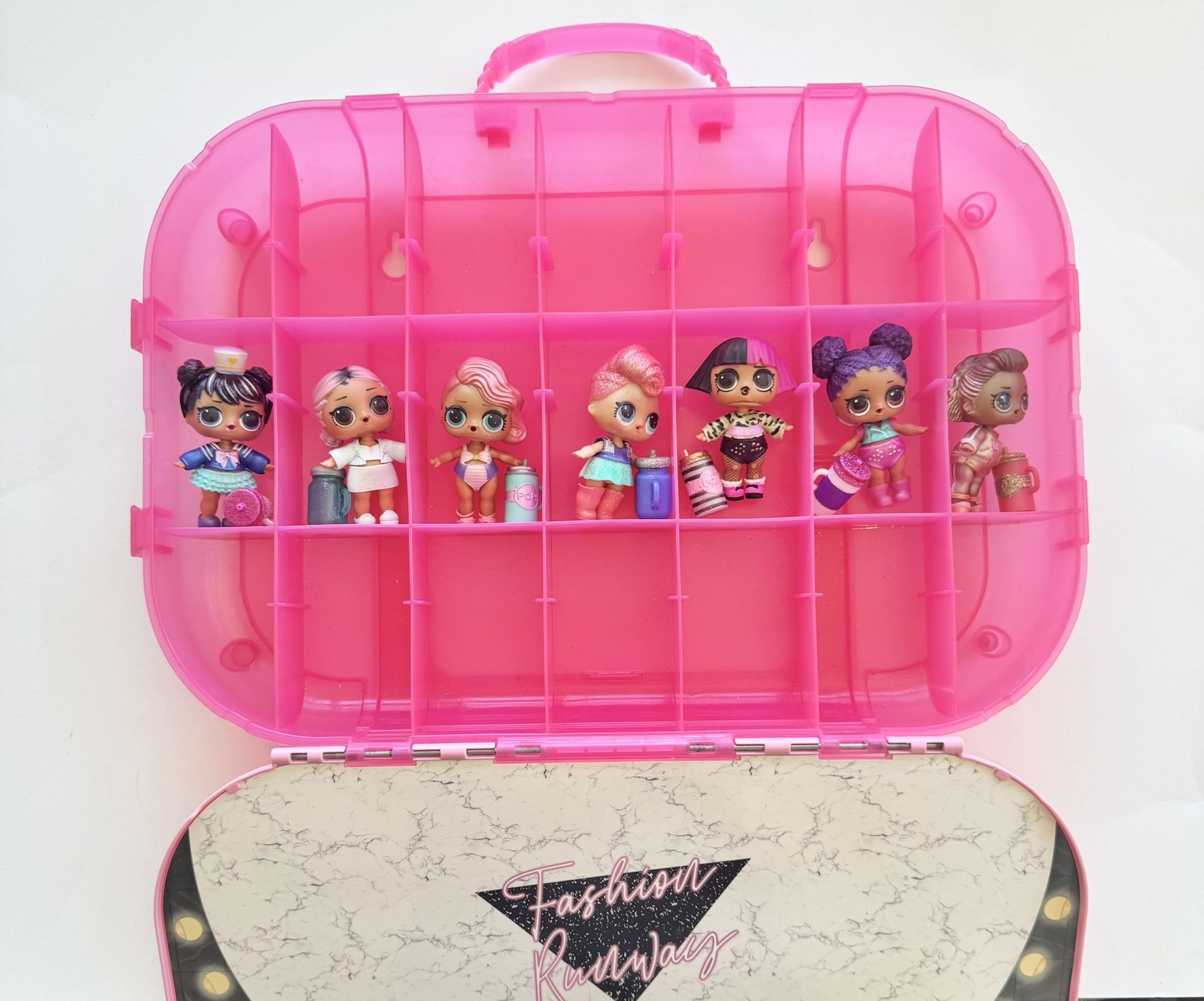 Lol Surprise Doll Fashion Runway Pink Storage Case and 7 Dolls