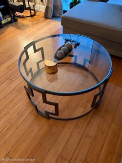 Round Glass Top Coffee Table Metal Base